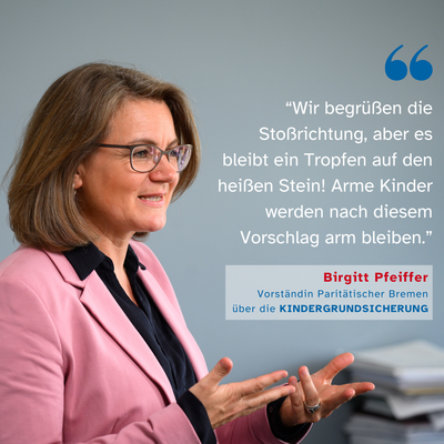 Wir begrüßen die Stoßrichtung, aber es bleibt ein Tropfen auf den heißen Stein. Arme Kinder werden nach diesem Vorschlag arm bleiben.